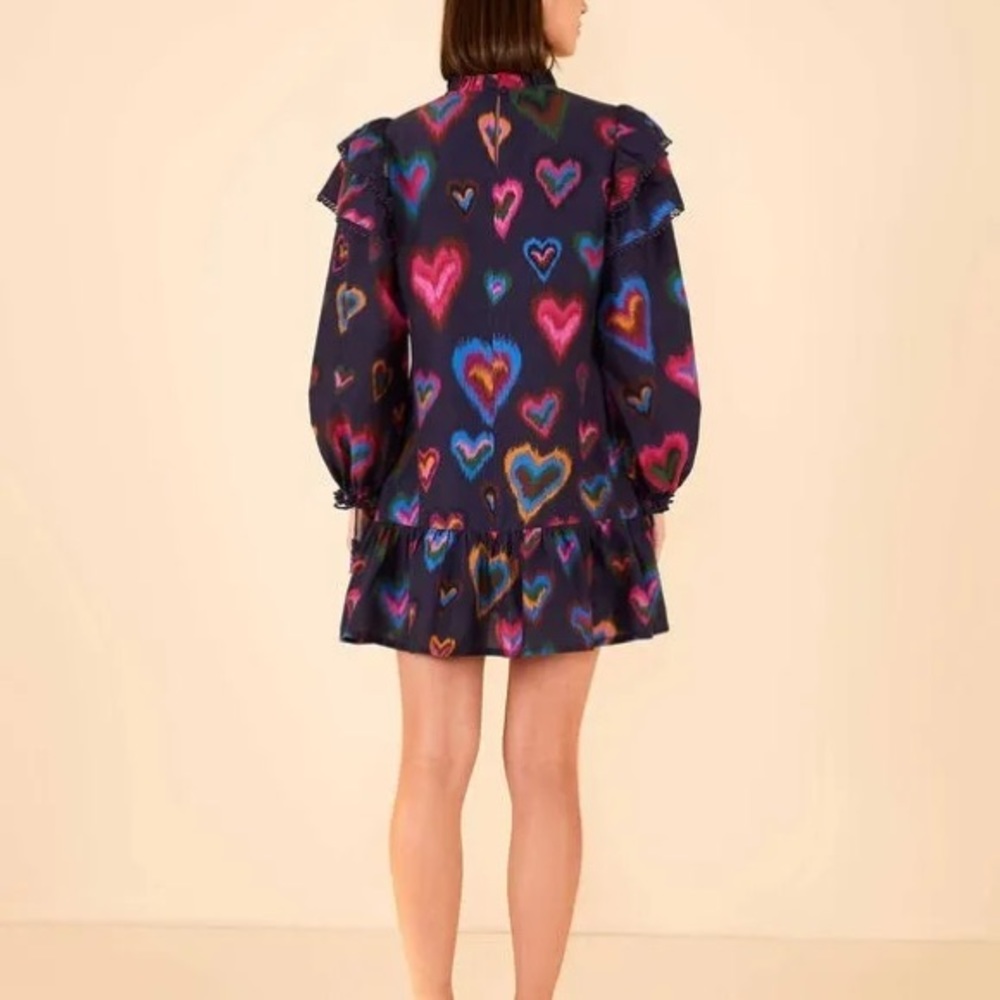🌟Weekend Sale Only!🌟 Farm Rio Ikat Dyed Hearts Mini Dress - Picture 2 of 10